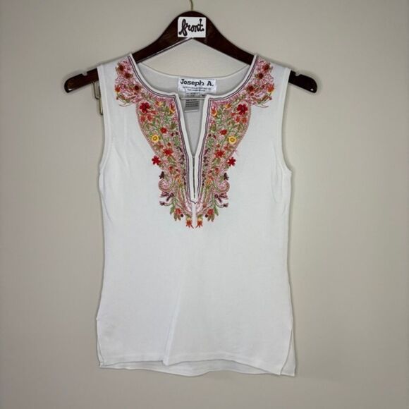 Joseph A. White Colorful Floral Embroidered Sleeveless Top Women's M - Picture 1 of 8